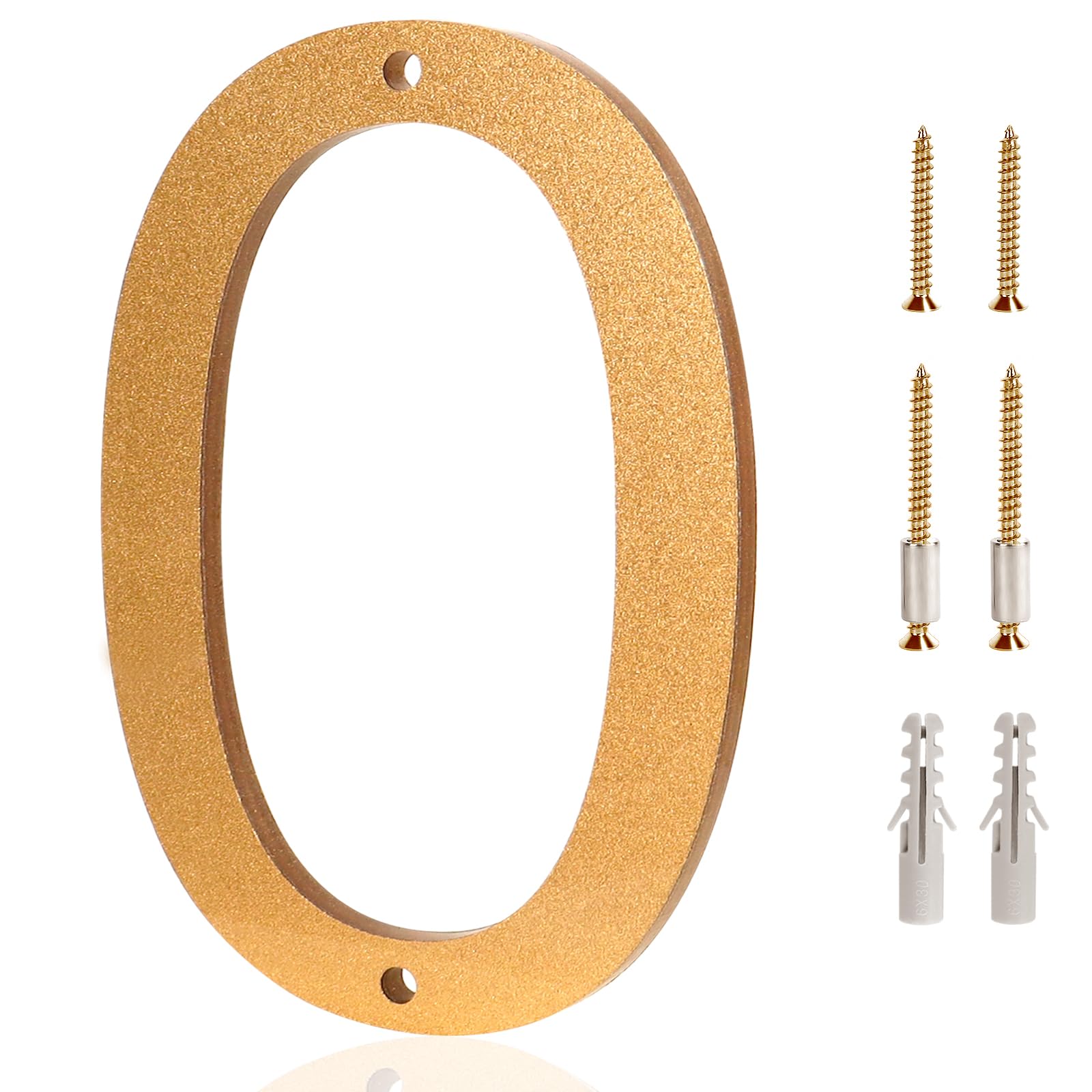 Photo 1 of 5 Inch Modern House Number 0 - Easy Installation With Screw Set, Includes Hardware for Flush or Floating Mount, Gold Acrylic Address Mailbox Numbers for Door, Exterior, Porch