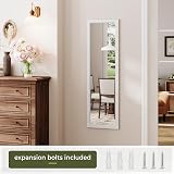 Dripex Over Door Mirror Full Length 110 x 33 cm White Toughened Glass view 8