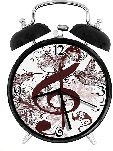 Amazon Co Jp 210star 高音部記号と歌う飛んでいる鳥のスズメとかわいい花レトロで個性あふれる 家やオフィス用の大きなウェイクアップの目覚まし時計 ホーム キッチン