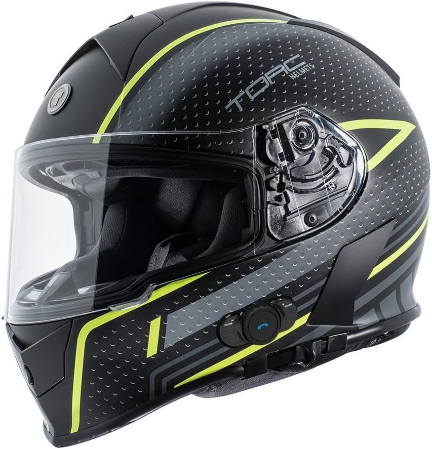 Torc T14B Blinc Loaded Scramble Mako Full Face Helmet (Hi Viz Yellow with Graphic, Medium)