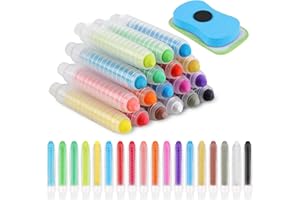 Phinus 18 PCS Dustless Chalk for Kids with Pen Sleeve, Colored Washable Toddler Chalk Non Toxic for Doodling, Drawing, Writing