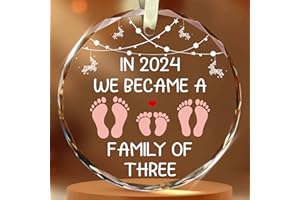 BSQUIELE Baby First Christmas Ornament 2024 - Family Of Three Christmas Ornament - Newborn Baby Boy, Girl Christmas Ornament - First Time Mom, Dad, Mommy, Daddy Gifts - Pregnancy, Newborn Gifts