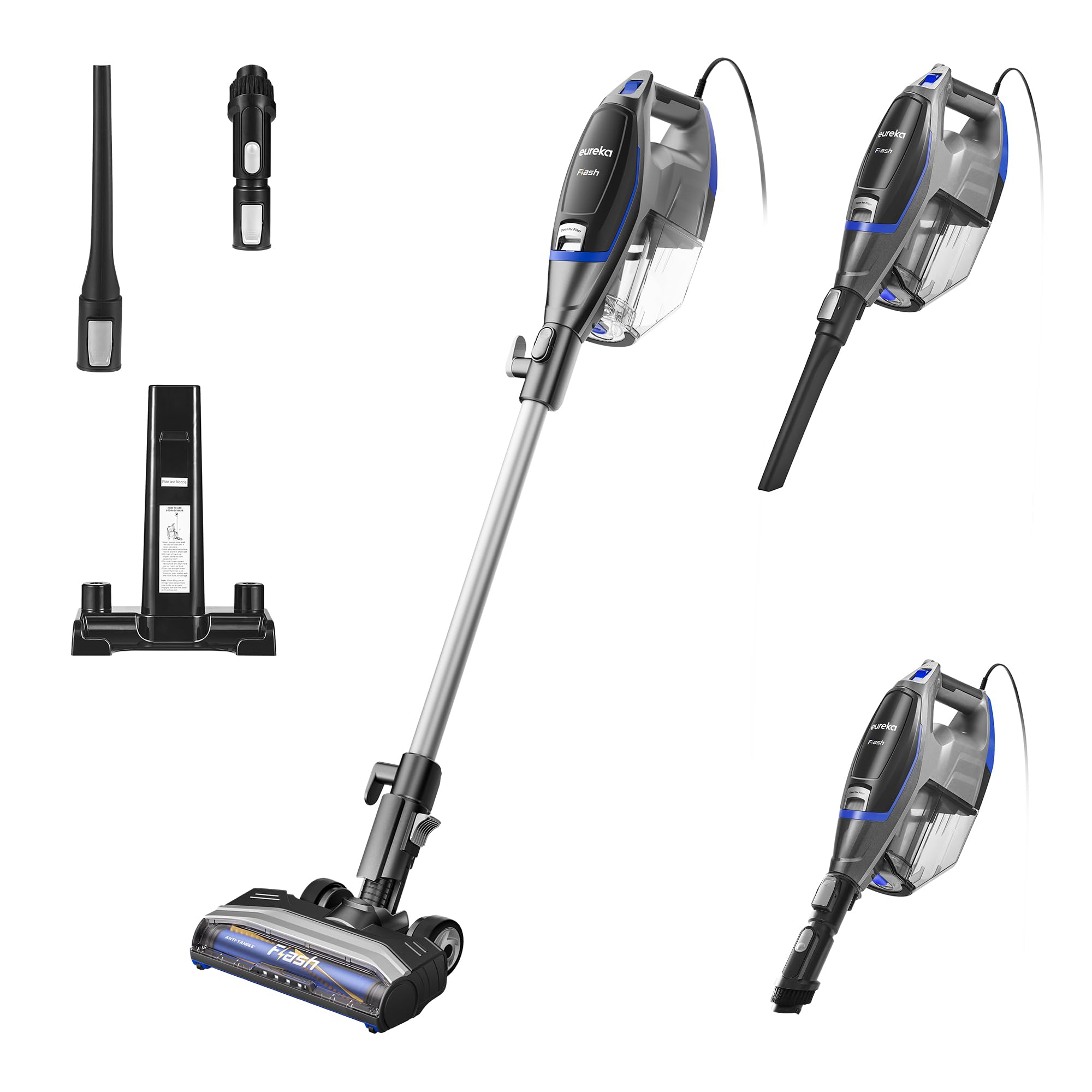 Photo 1 of Eureka Corded Stick Vacuum Cleaner for Home Pet Hair, Lightweight Vacuum Cleaner with Powerful Suction for Carpet Tile and Hard Floor, Blue, NES520BL 2-in-1 Flash Handheld Vac