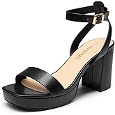 DREAM PAIRS Platform Heels for Women High Block Chunky Open Toe Ankle Strap Heels Fashion Wedding Party Evening Prom Dance Dress Pump Sandals Shoes