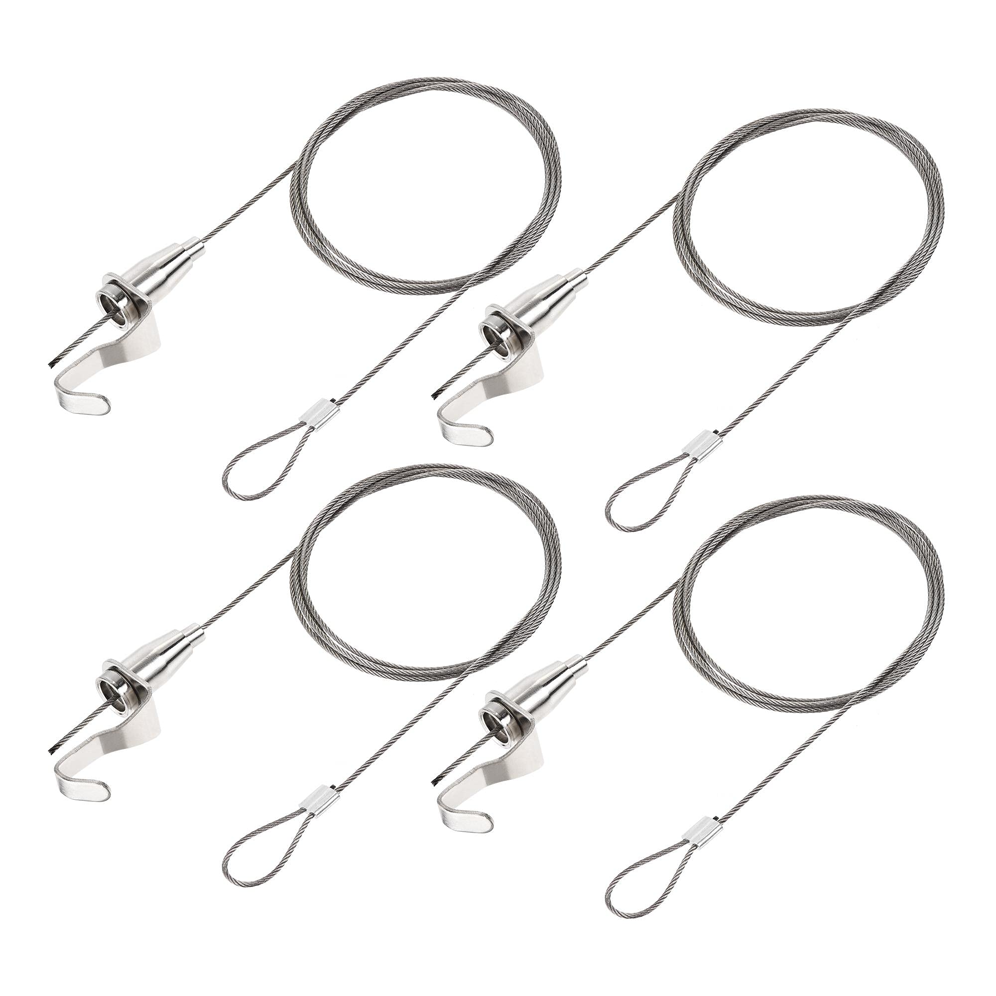 sourcing map Picture Hanging Wire Kit, 4pcs 1.5M Adjustable Rail Hanging System for Home Picture Art Gallery Picture Display Kit, Load 66 Lbs
