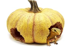 KOCRIS CASA Pumpkin Leopard Gecko Hide Reptile Bearded Dragon Tank Hideout Caves Accessories Halloween Turtle Lizard Snake Décor Amphibian Habitat Tortoise Terrarium Decoration