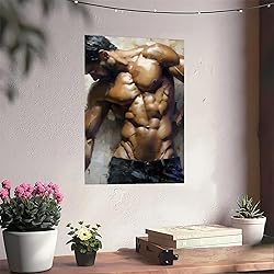 HMLZSJ Nude Muscle Male Torso Portrait Art Gay