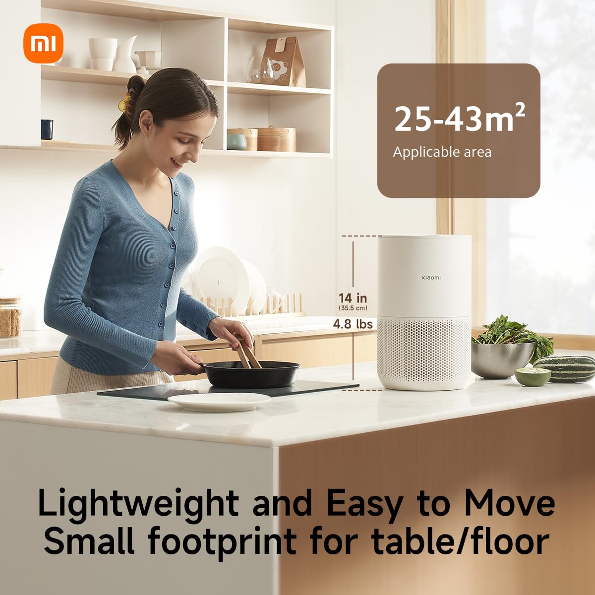 Xiaomi Mi Air Purifier 4 Compact, True HEPA H13 3-Stage Filter System Removes 99.97% of Pollutants as small as 0.3 microns, Smart Home Integration, Whisper Quiet, Just 0.9KW/day, OLED Touch Display