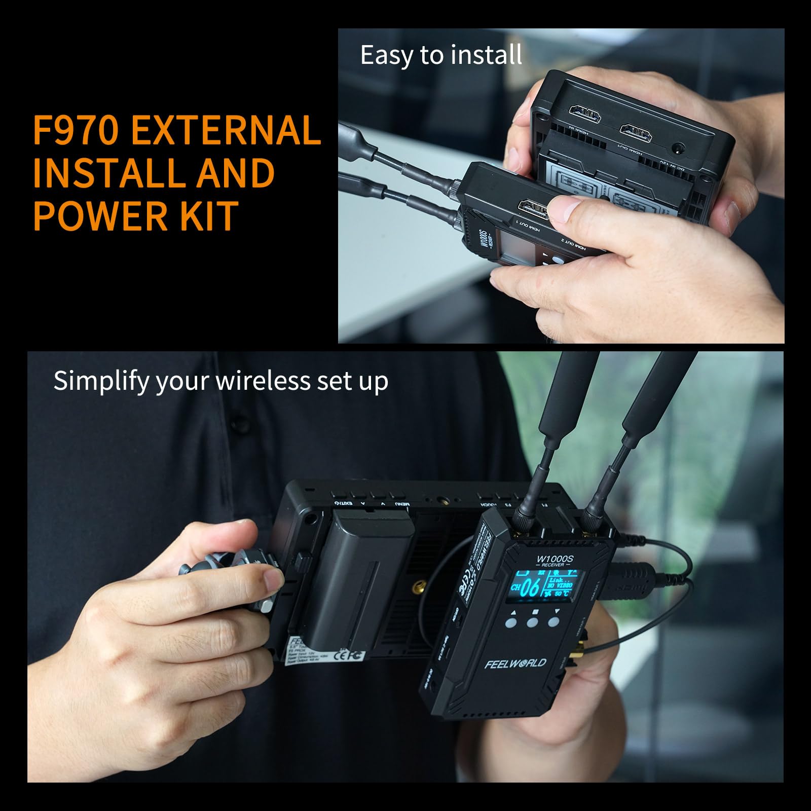 FEELWORLD F5 Prox 5.5 Inch 1600nit High Bright DSLR Camera Field Monitor with F970 Battery 6600mAh and Bag, Touchscreen Waveform LUT External Install and Power Kit 1920x1080 HDMI in Out Type-c Input