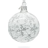Snowflakes on Clear Glass Ball Christmas Ornament 3.25 Inches