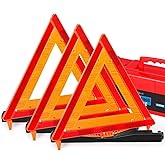 Noone Safety Triangles DOT Approved, 3 Pack Foldable Warning Reflective Triangles, US FMVSS 571 125 with Carrying Case, Heavy