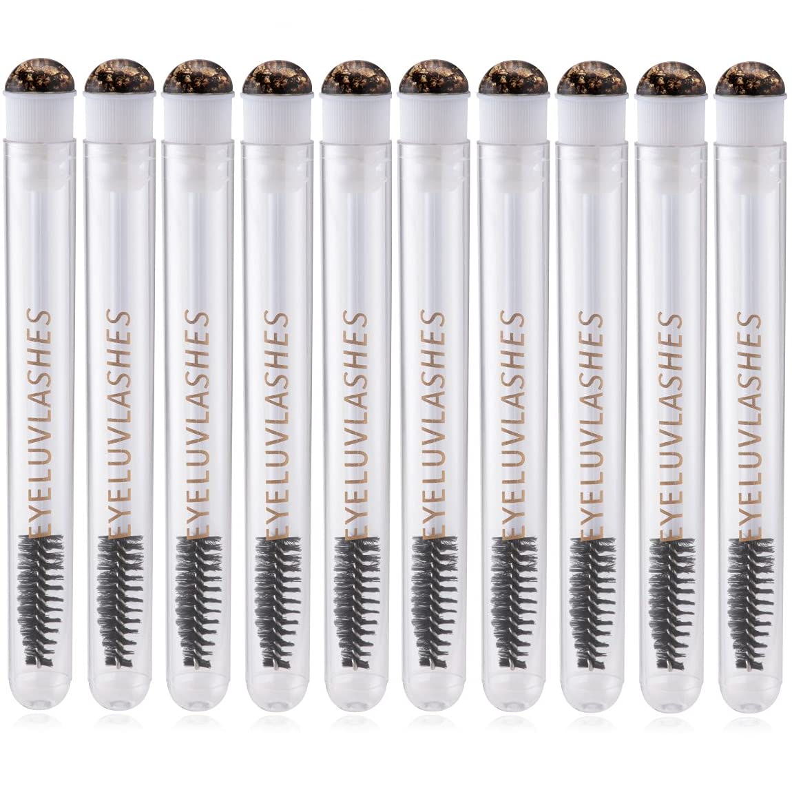 10 x Lash Wands/Spoolies Mascara Brushes in Tubes Hygienic Client Retail Aftercare Brushes Eyeluvlashes Brand