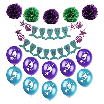 Amazon Com Infgreate Happy Birthday Star Mermaid Balloon Bunting