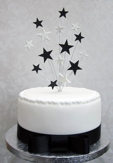 Cake Topper Tortendekoration Sternendesign Fur Kleine Kuchen Torten Oder Cupcakes Schwarz Weiss Amazon De Kuche Haushalt