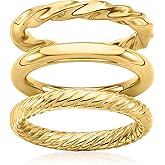 Ross-Simons 18kt Gold Over Sterling Jewelry Set: 3 Polished Rings. Size 5