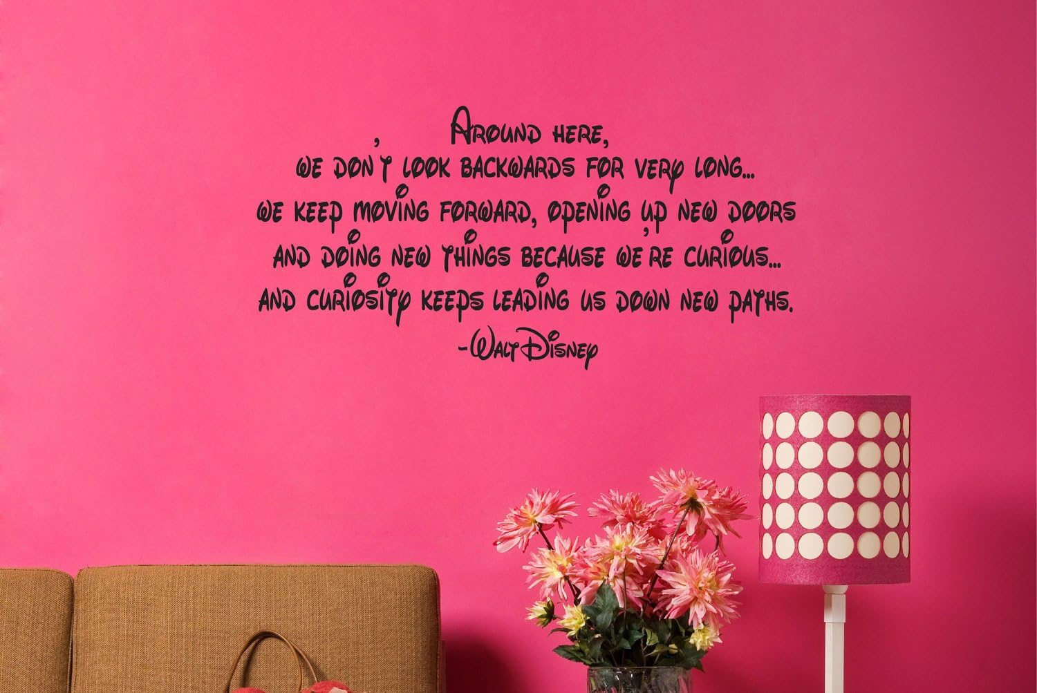 Around Here We Dont Look Backwards For Very Long - Walt Disney Quote ... Family Quote.. Inspirational Words.. Vinyl Wall Art Sticker Decal Mural Any Colour Just Message us. 100cm x 50cm Vinyl Wall art Decal Sticker Kids Bedroom BABY NURSERY KITCHEN LIVING ROOM BATHROOM Perfect For Wedding Present....