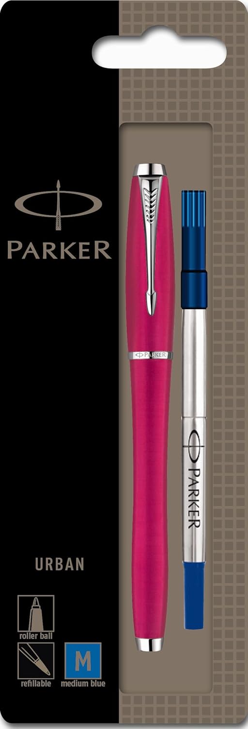 Parker Urban Chrome Trim Rollerball Pen with Fine Nib, Blister Pack