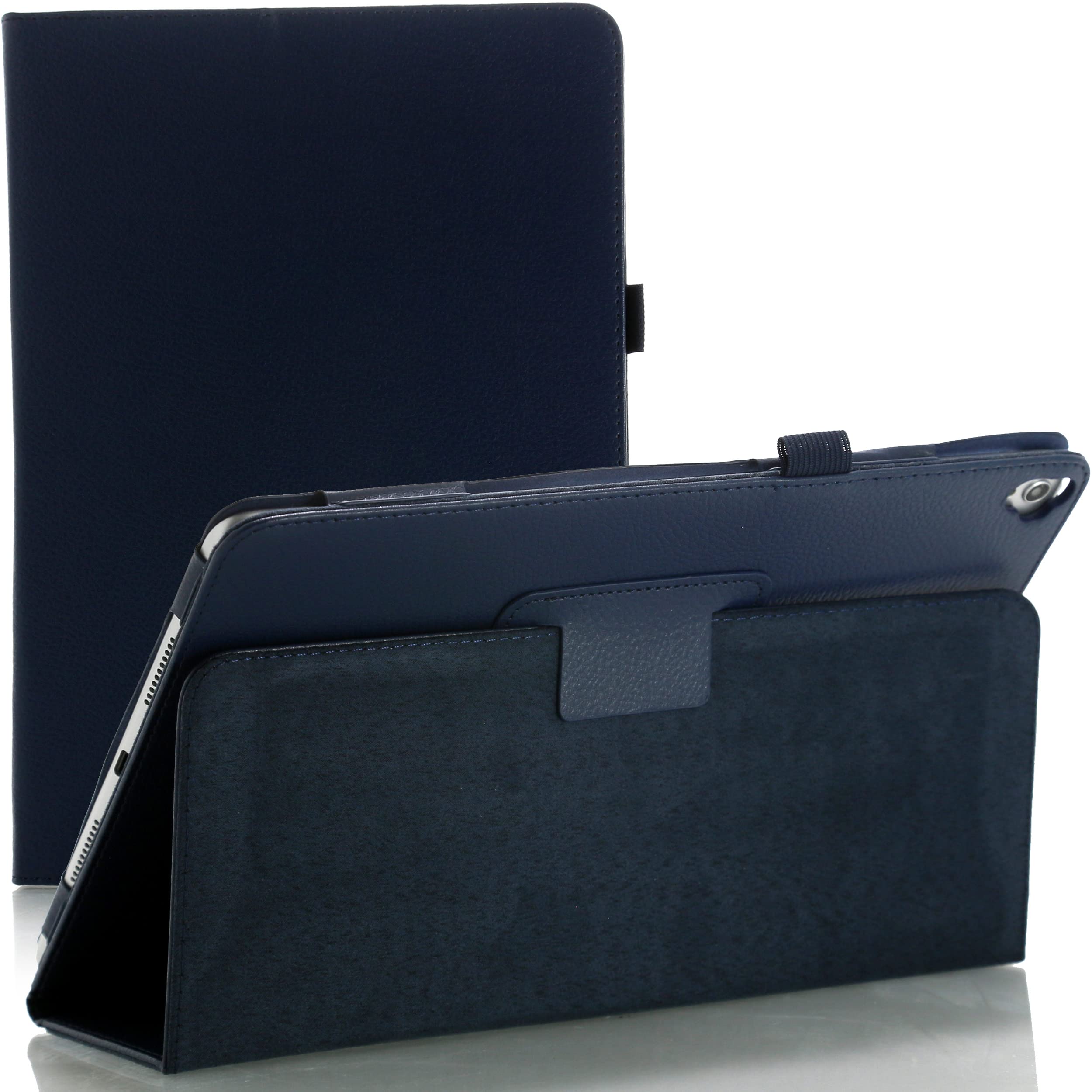 Leather Folio Flip Case For iPad (10.2, 10.5, Air 3) (2021/2020/2019/2017)(Blue)