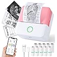 Print Pods Mini Printer, Thermal Inkless Sticker Maker with 10 Rolls Printing Paper, Pocket Printpod for phone, Impresora Portátil for Notes, Flashcards, Journal, DIY, Compatible with iOS & Android