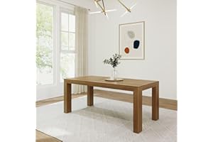 Plank+Beam 72 Inch Modern Wood Dining Table, Solid Wood Rectangular Dining Table for Kitchen/Dining Room, Pecan Wirebrush