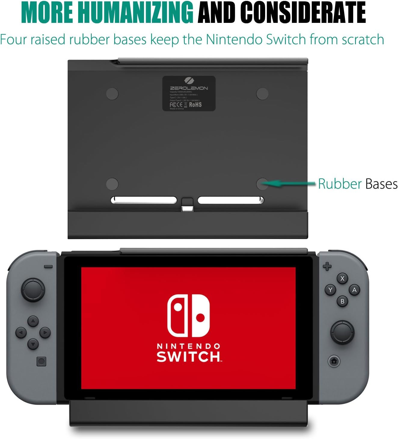 Nintendo Switch Battery Charger Case, ZeroLemon SwitchPower 10000mAh Portable Backup Extended Battery Charging Case with Kickstand & Game Card Slot for Nintendo Switch -Black