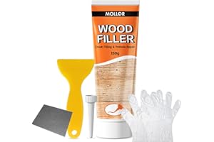 Mollor All Purpose Wood Filler, White Wood Putty Repair for Holes, Quickly Restore Any Broken and Defective Wooden Furniture, Door Frame Repair Kit Stainable (5.29oz/150g)