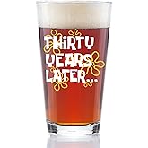 30th Birthday Gifts for Men – Funny Beer Glass with “30 Years Later” Design – 16oz Nostalgic Pint Glass – Retirement Gift, Husband Gift, Holiday or Anniversary Present