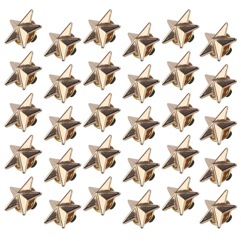 Chudian 30 Pieces Gold Star Lapel Pin - 1.8 CM 5 Pointed Metal Badge for Costume Decoration - for Women and Men