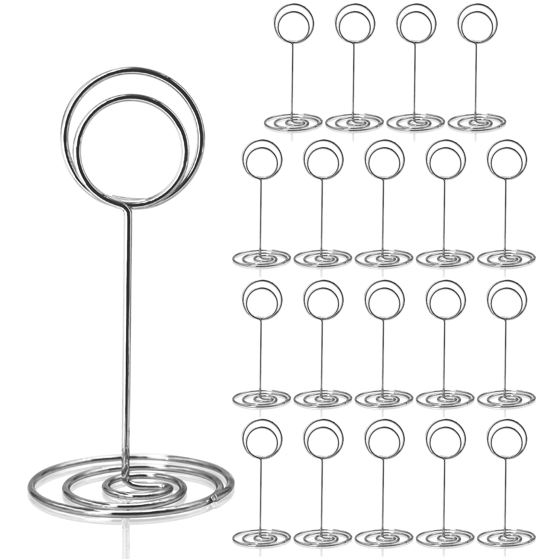 HomWanna Table Number Holders 20Pcs - 3.35 Inch Place Card Holder Table Number Stands for Wedding Party Graduation Reception Restaurant Home Centerpiece Decorations Office Memo Picture Photo (Silver)