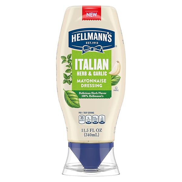 HELLMANN’S MAYONNAISE DRESSING ITALIAN HERB & GARLIC FOR A DELICIOUSLY CREAMY CONDIMENT, WITH REAL INGREDIENTS & NO ARTIFICIAL FLAVORS, 11.5 OZ