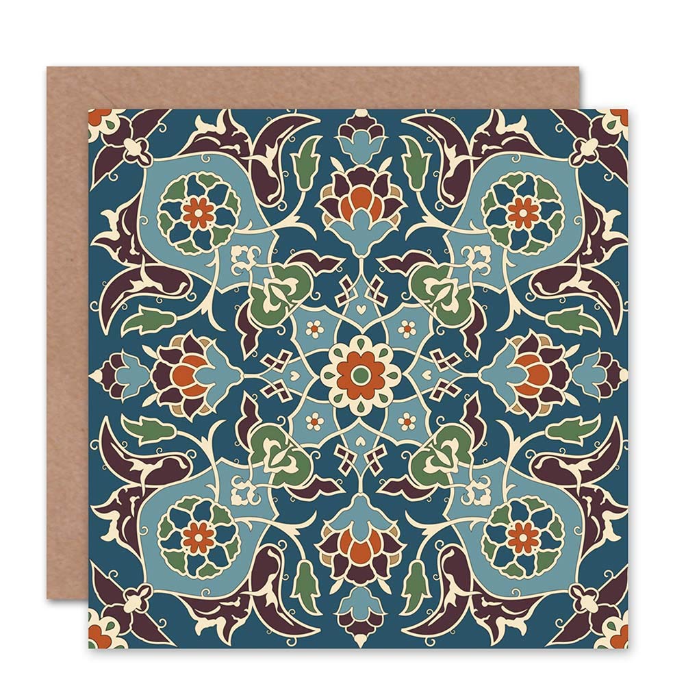 Wee Blue Coo PATTERN DESIGN FLORAL TRADITIONAL BLANK GREETINGS BIRTHDAY CARD ART