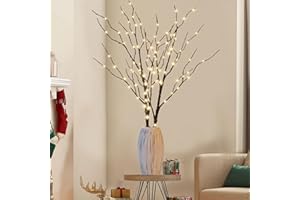 LJLNION Lighted Christmas Tree Branches, 30IN 100LED Artificial Brown Twig Branch with Warm White Lights, Timer & Battery Operated, Waterproof for Indoor Outdoor Holiday Xmas Office Bedroom Party Decorations