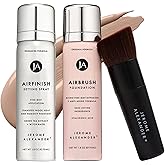 MagicMinerals AirBrush Foundation Set by Jerome Alexander – 3pc Set Includes AirFinish, Foundation and Kabuki Brush - Spray Makeup with Anti-aging Ingredients for Smooth Radiant Skin (Medium)