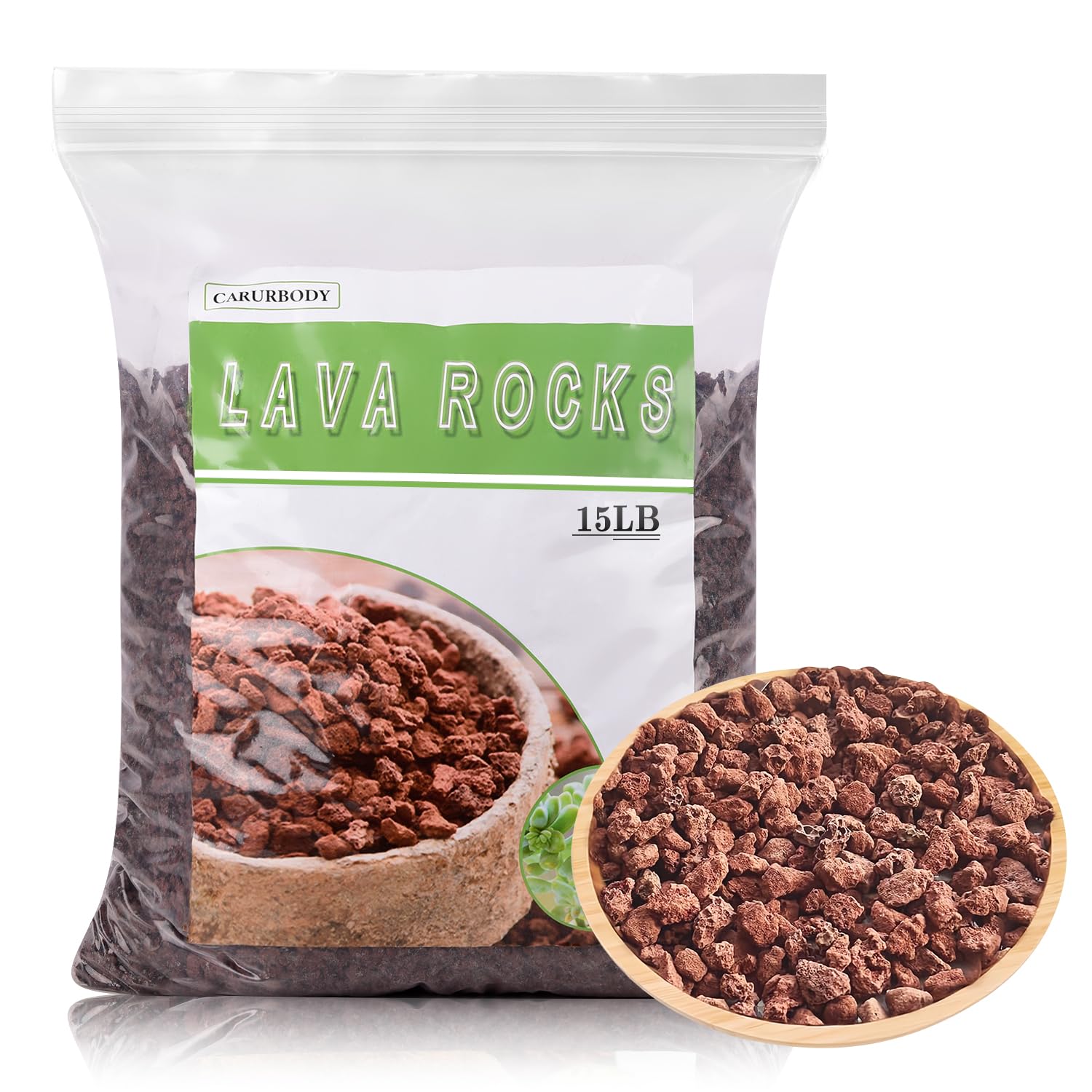 CARURBODY Lava Rocks for Plants -100% Pure Volcanic Rock No Dyes or Chemicals-Best Lava Stones Top Dressing for Cacti Succulents Plants,Bonsai (Red, 15LBS) Image