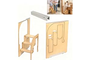 Jisano 3 Step Wood Hidden Step Ladders No Slip 440lbs Heavy Duty Load Capacity Step Stool,Open on Either Side,Ultra Thin Fold