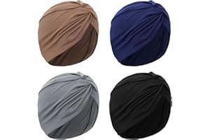 SDFVSDG 4 Pcs Stretchy Turban Head Wraps for Women Pre Tied Knot Turban Hats Sleep Hats Cancer Headwear Chemo Headwrap 4 Colors