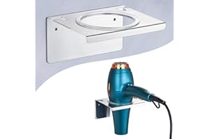 OUKIMLY Hair Dryer Holder Wall Mounted, Hair Tool Organizer for Blow Dryer Holder Stainless Steel, Bathroom Hairdryer Holder, Adhesive Hair Dryer Organizer Storage Hanger for Vanity Barber Shops