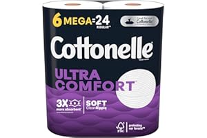 Cottonelle Ultra ComfortCare Toilet Paper, 6 Mega Rolls (24 Regular Rolls)