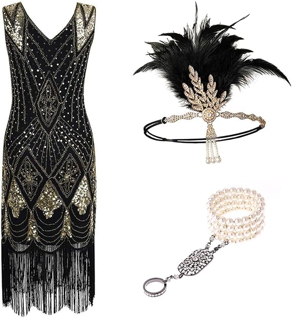 Amazon ハイエンド19年代フラッパードレスイブニングスパンコールフリンジドレス ワンピース チュニック 通販