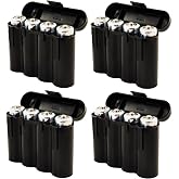 4 Pack AA / AAA / CR123A Black Battery Holder Storage Cases