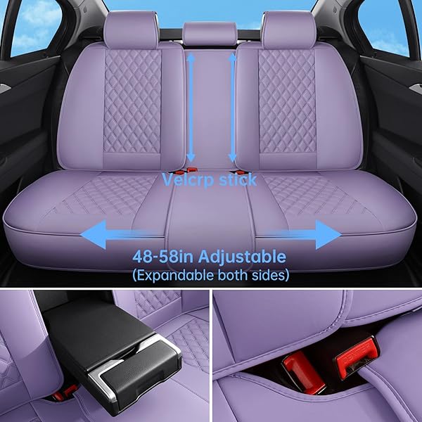 SXIKIN CAR SEAT COVERS FULL SET PURPLE, LUXURY FAUX LEATHER WATERPROOF NON-SLIP WOMEN SEAT PROTECTOR UNIVERSAL FIT FOR MOST CARS SUVS TRUCKS PICK-UPS,CAR INTERIOR ACCESSORIES(PURPLE-FULL SET)