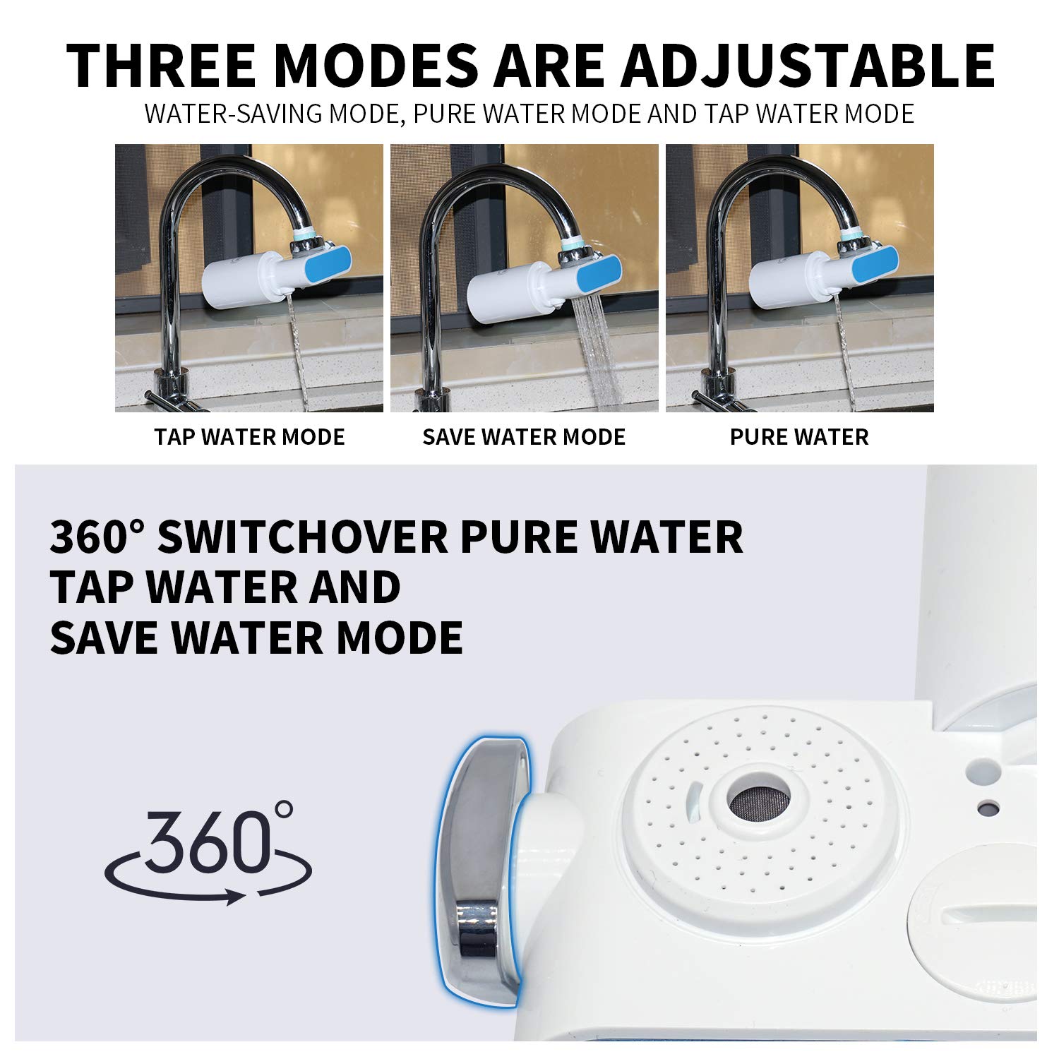 WHK Water Faucet Filter Tap Water Filter Water Filter Faucet on Sink Water Filter, Remove 99.3% Chlorine Reduce Lead and Flouride UF Membrane Faucet Mount Water Filter System, 320 Gallon-BPA Free.: Industrial & Scientific