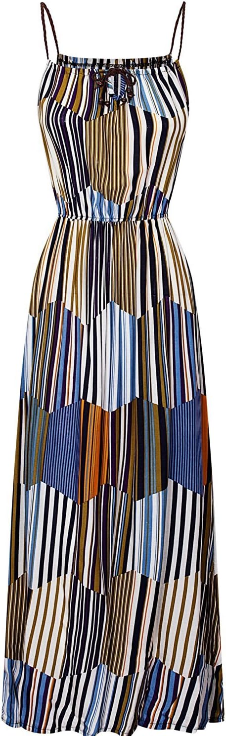 Sakananiki Women's Floral Printed Spaghetti Strap Boho Long Maxi Dresses