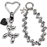 Bag Charms Balloon Dog Keychains for Women Cute Bling Keychain Wristlet, Girly Key Chain Accessories for Handbag Purse