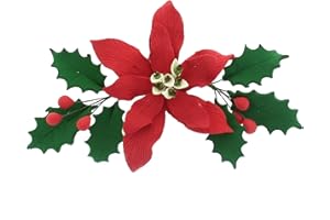 Global Sugar Art Small Poinsettia Christmas Kit Sugar Cake Flowers & Holly Leaf Sprays, 3 Piece set by Chef Alan Tetreault. Christmas & Holiday Cakes, Yule Logs & Gingerbread Houses