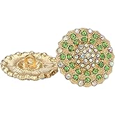 Rytenz 2 Pcs Rhinestone Buttons, Crystal Embellishments Buttons for Clothing Jewelry Making DIY Decoration Bottons for Sewing Crafts Wedding Bridal (Peach Green Diamonds)