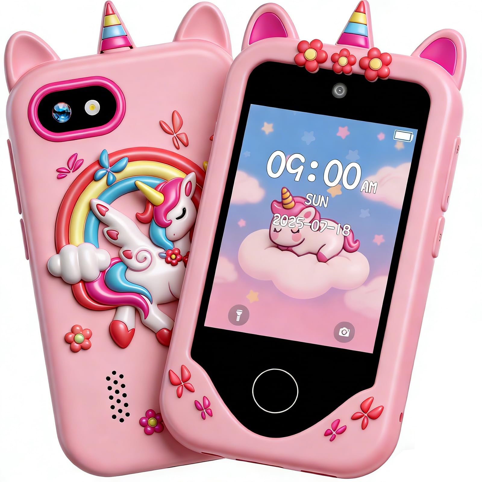kiisda Kids Phone Toy for Girls Gifts with 2.8" Touchscreen, Dual Cameras, Learning, Music Player, Games, Toddler Christmas Birthday Gift