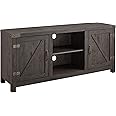 Walker Edison Larae Modern Farmhouse Barn Door Stand for TVs up to 65 Inches, Without Fireplace, Sable Grey