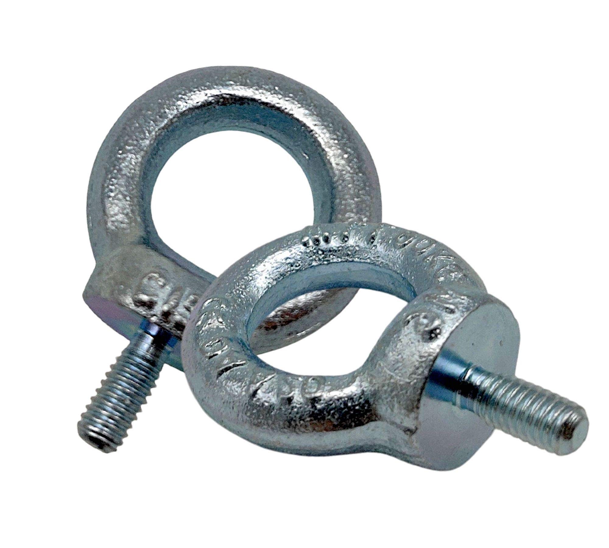 DOJA Industrial | M6 Male Eye Bolt Ring | Pack 12 | Galvanised Steel Nut for Lifting Weight | Thread Ring Shaped Eyebolt Screw | Lug Screws Lifting Rings | Hook Bolts Heavy Duty Nuts