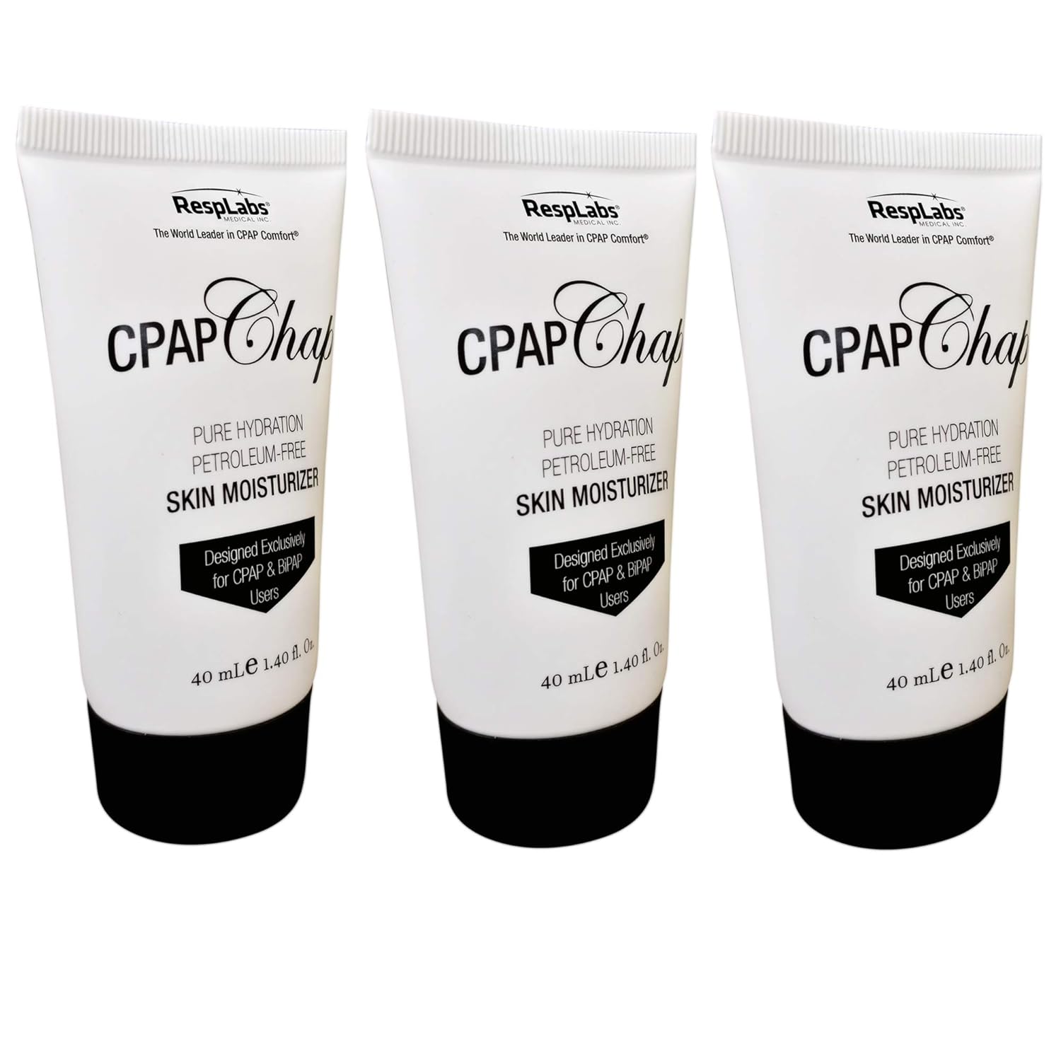 CPAP Face Cream, CPAP Chap by RespLabs | 1.4oz Petroleum Free Skin Moisturizer Designed for CPAP & Oxygen Therapy Users | Prevent Skin Breakdown & Lock In Moisture (3 pack)